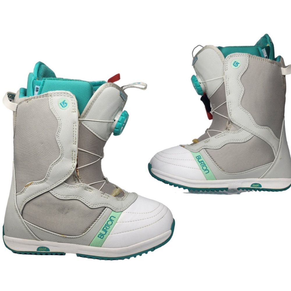 Burton Snowboard Boots Womens 9 White Teal Blue Bootique Speed Dial Superfeet
